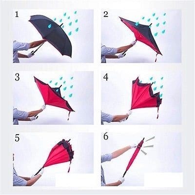 Reverse Inverted Windproof Upside Down Umbrellas with C-Shaped Handle Umbrella C Handle Umbrella