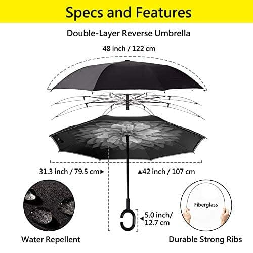 Reverse Inverted Windproof Upside Down Umbrellas with C-Shaped Handle Umbrella C Handle Umbrella