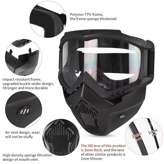 3 in 1 Bike Scoter Motorcycle Protective Goggles Bike Face Mask Bike Face Shield, Rainbow Visor Brand: